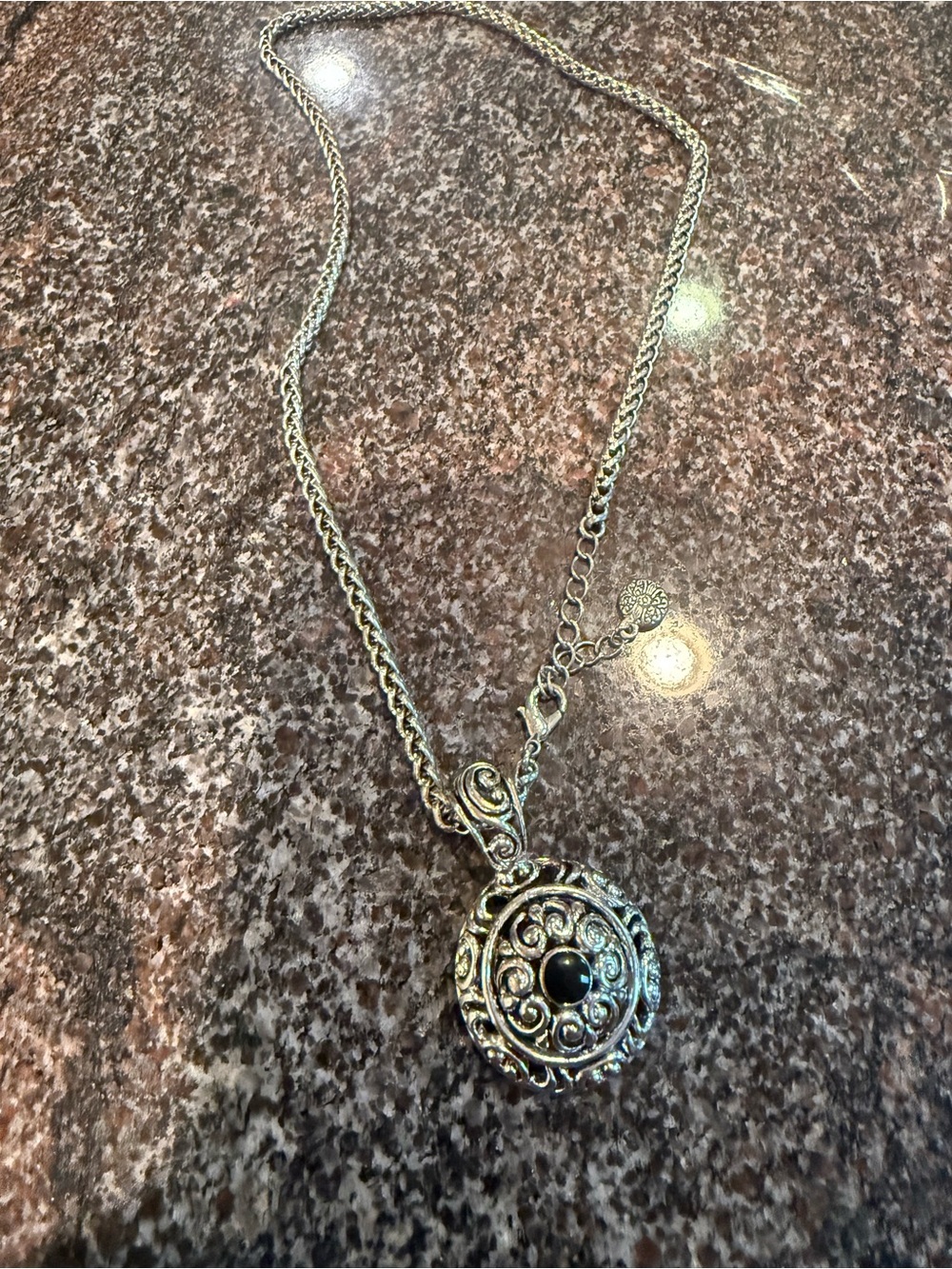 Vintage Premier Designs "Nora" Antiqued Silver Filigree Pendant Necklace